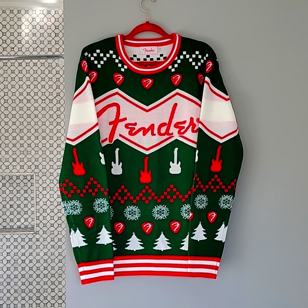 Red Green & White Fender Christmas Sweater XL
